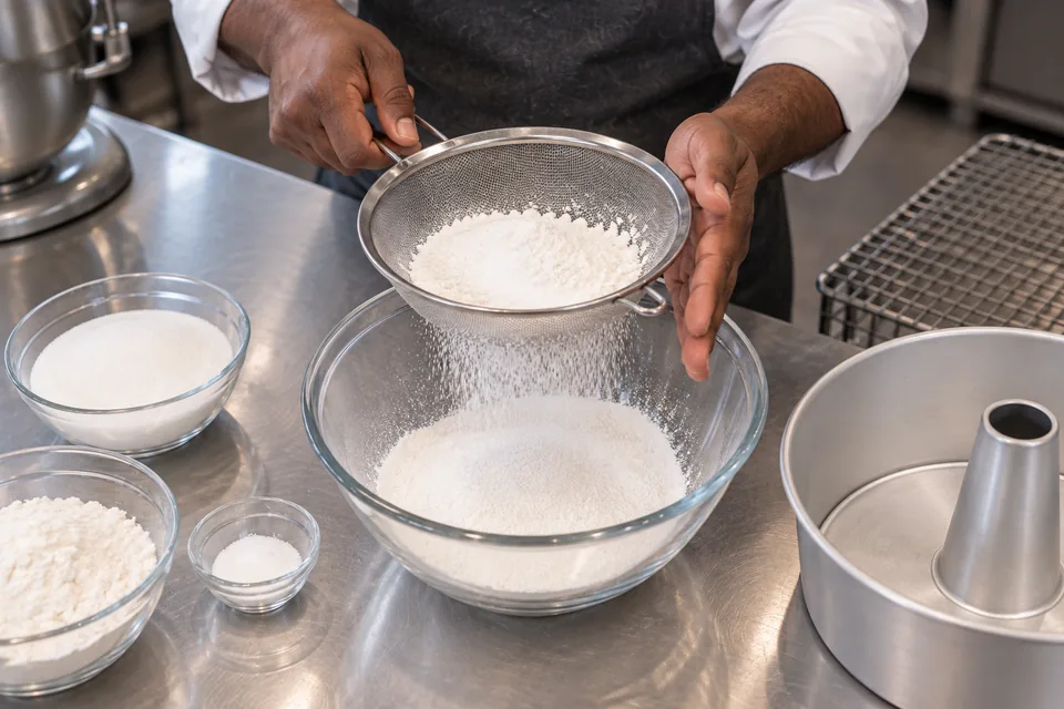 Angel food cake: sift.