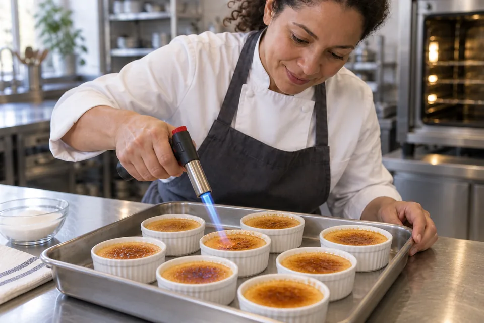Crème brûlée: caramelise.