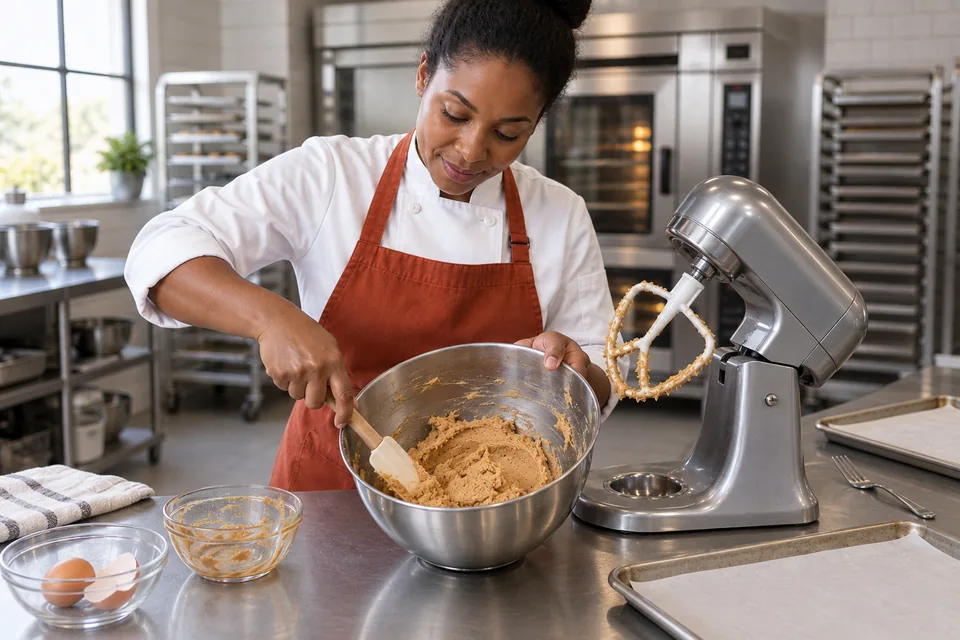 Peanut butter cookies: make dough.